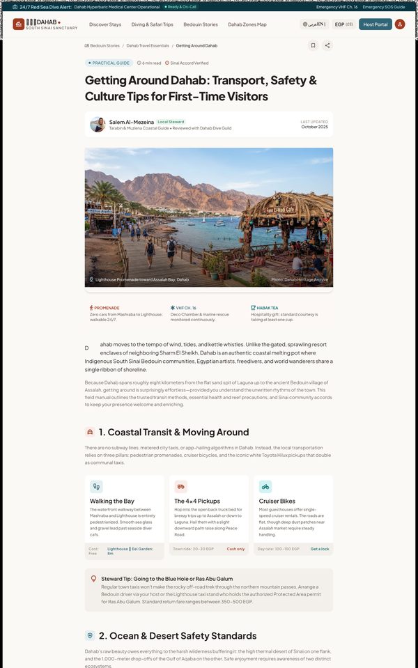 Getting Around Dahab – Tablet