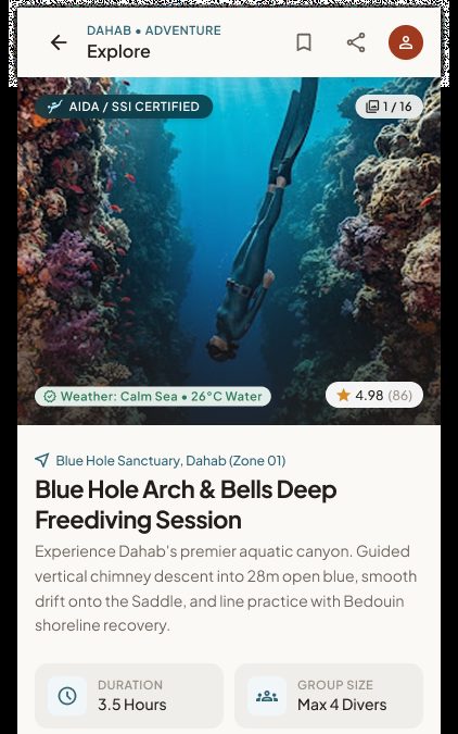 Blue Hole Arch & Bells Deep Freediving Session – Mobile Web